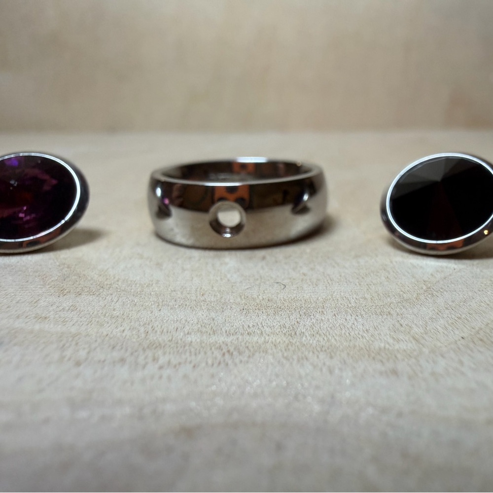 Chic Silver Ring With Changeable Settings - image 3